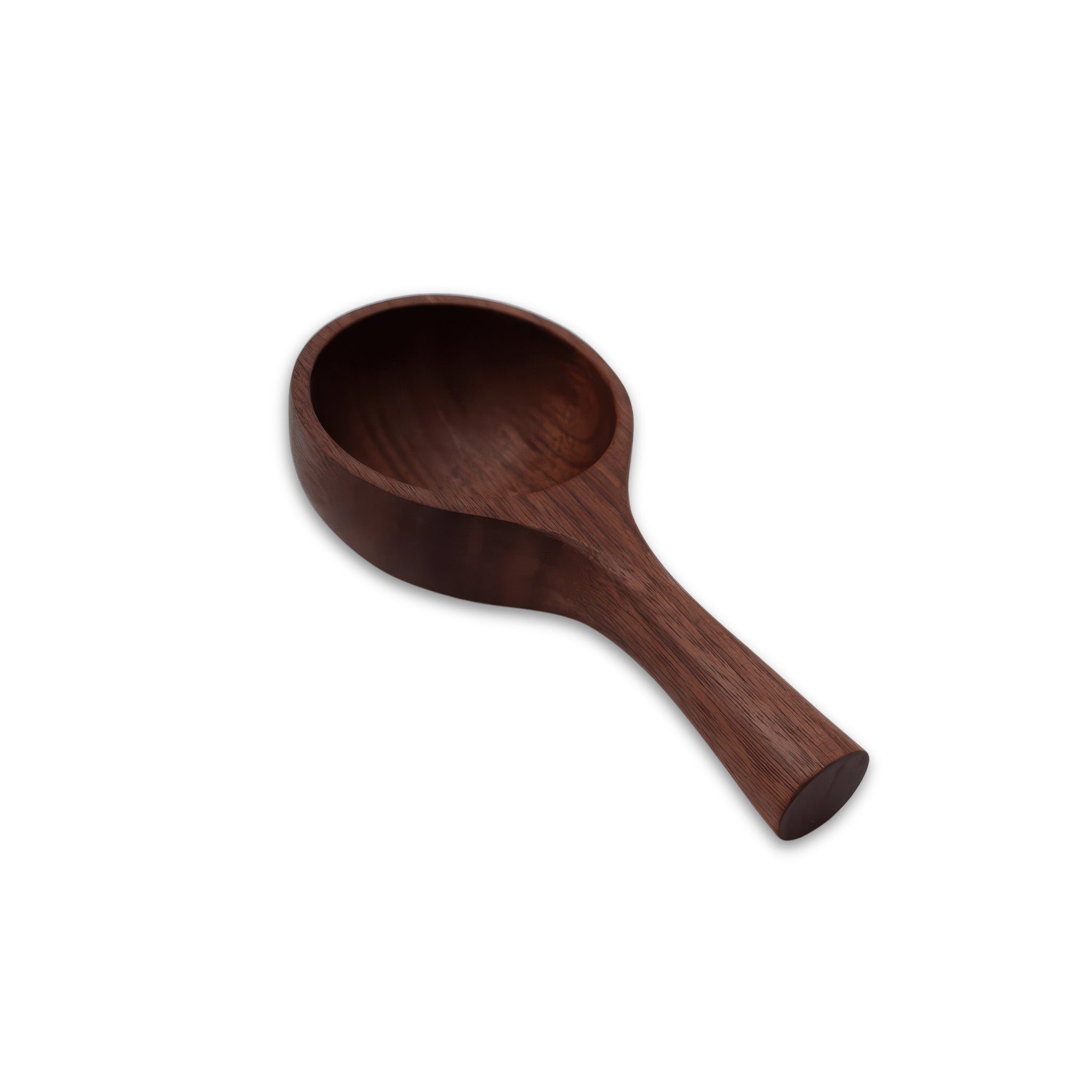 Angled side view of the 5" Large Walnut Wood Scoop