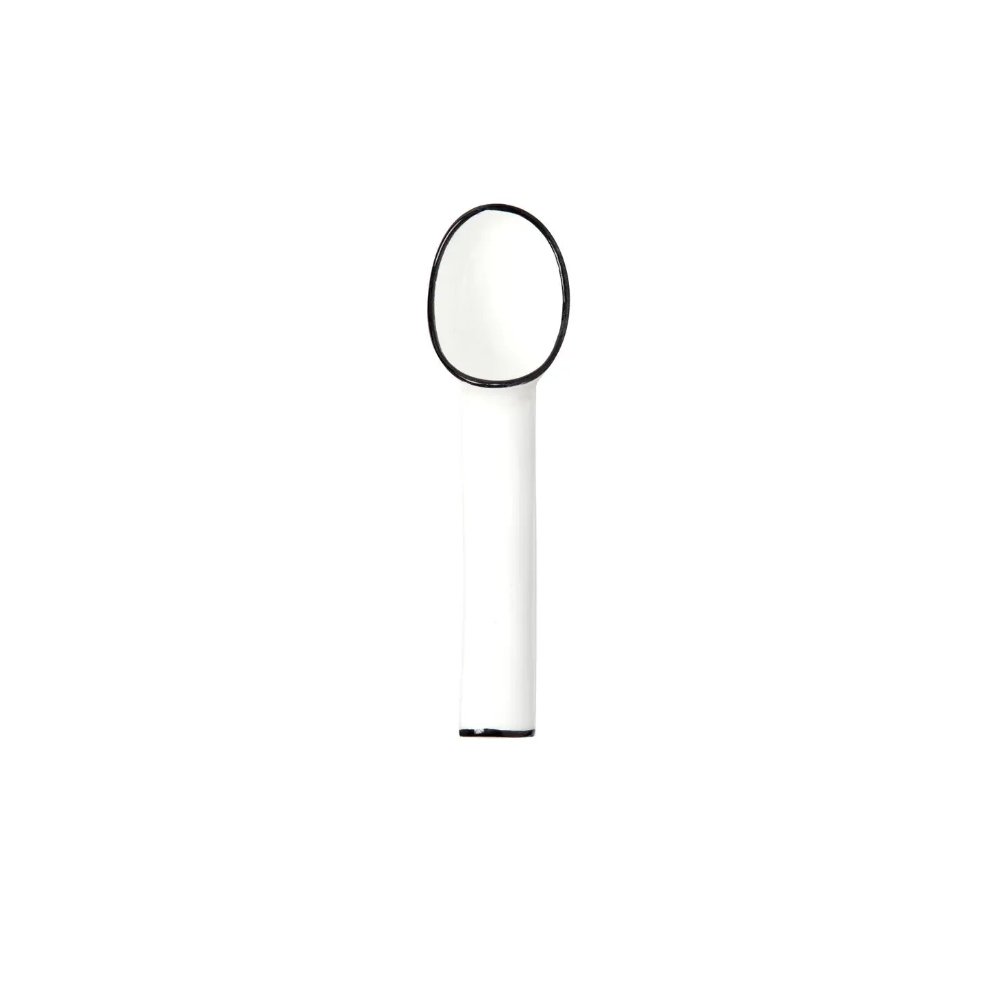 White ice cream scooper with black nozzle on a white background