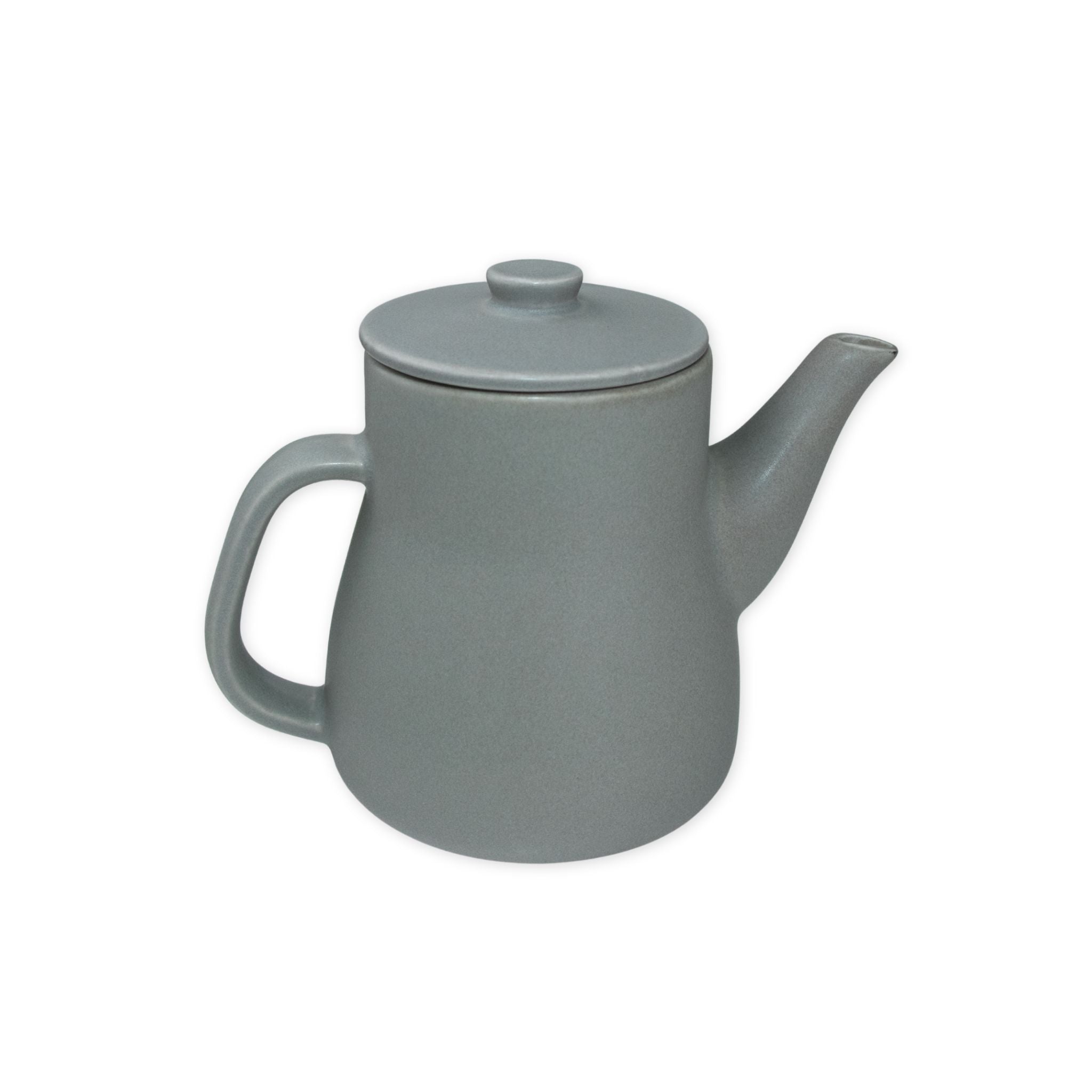 Gray teapot with lid on a white background