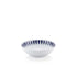 White ceramic bowl with blue decorative lotus rim on a white background