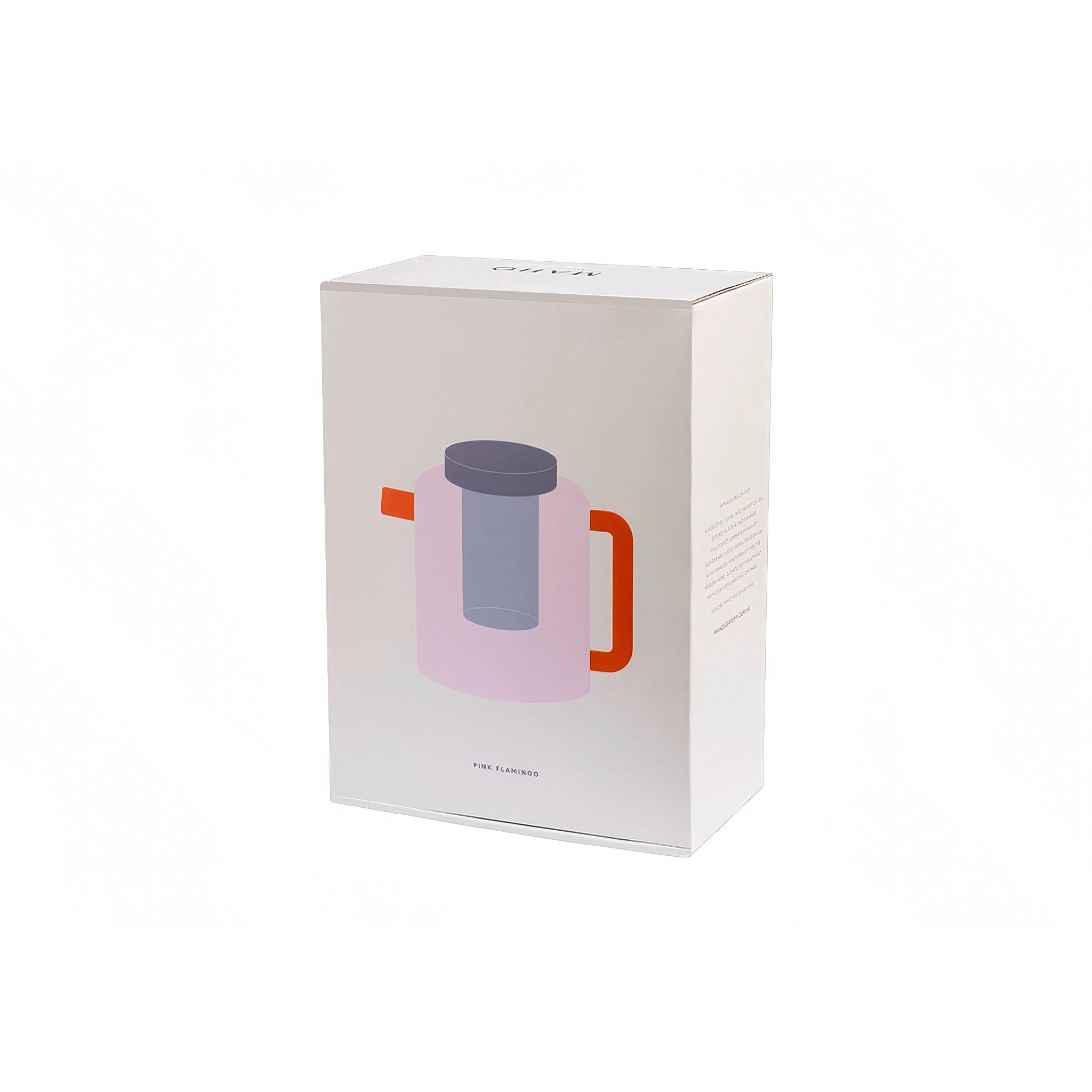 Packaging box for the Maho Cha Pot Pink Flamingo on a white background