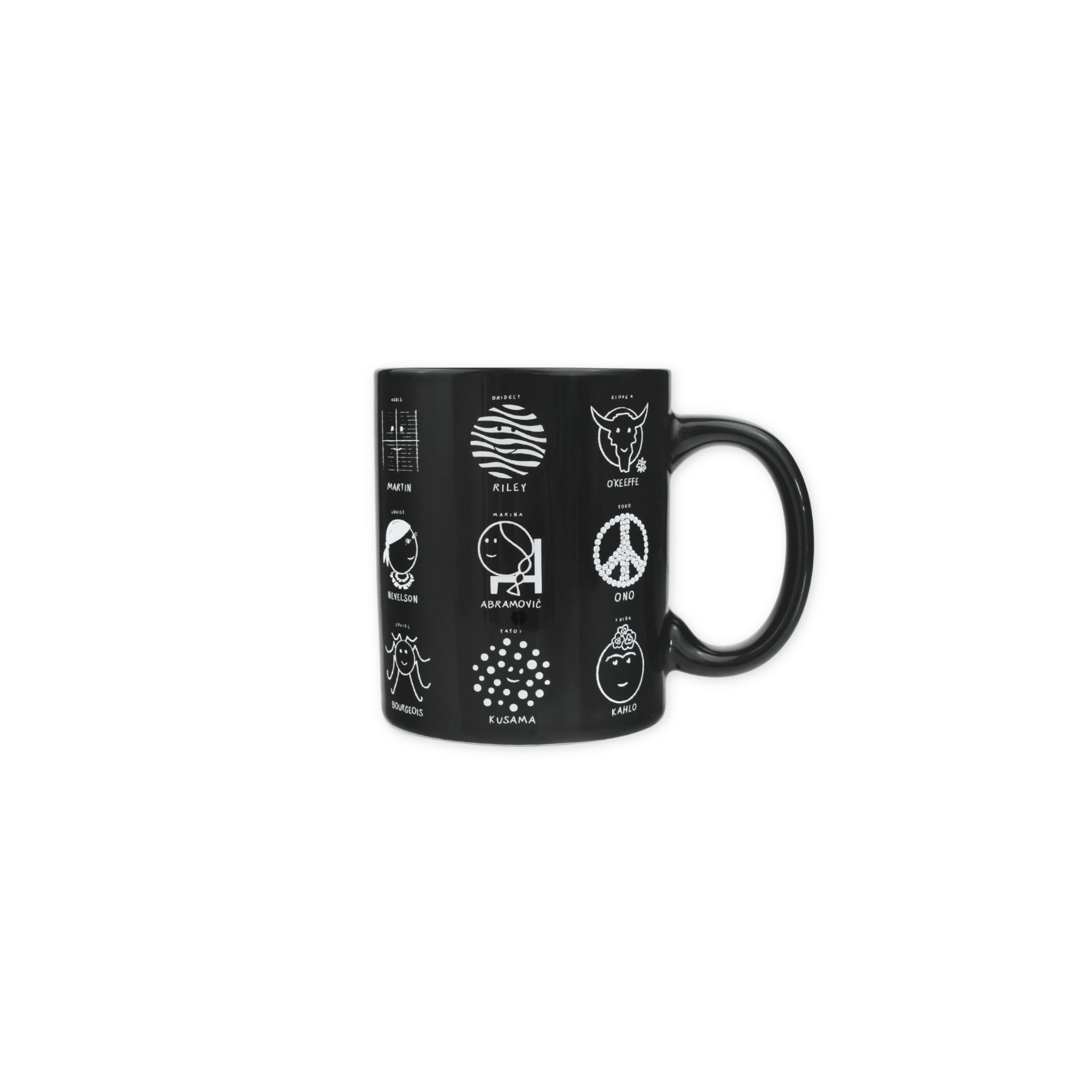 Moma's Herstory of art mug on a white background