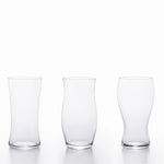 image of three large ishizuka beer glasses in a row 