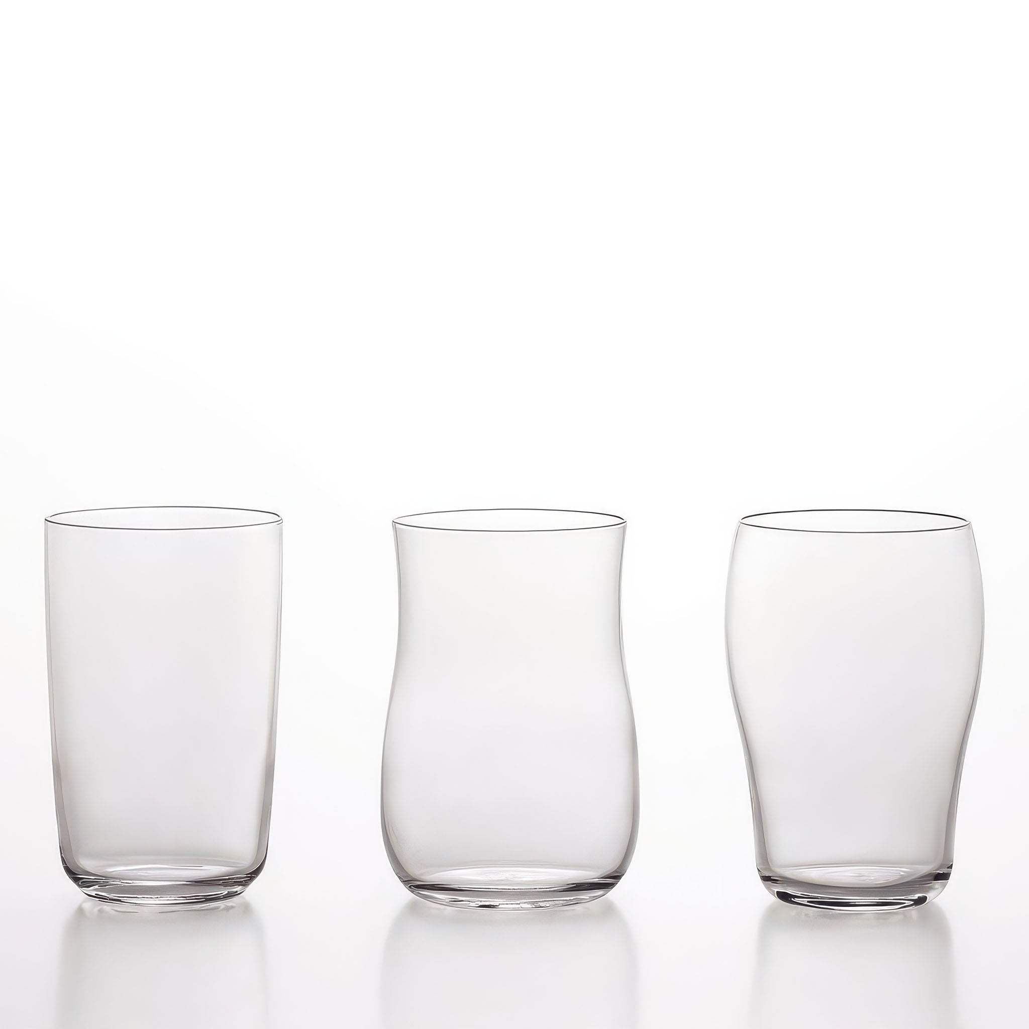 image of three large ishizuka beer glasses in a row