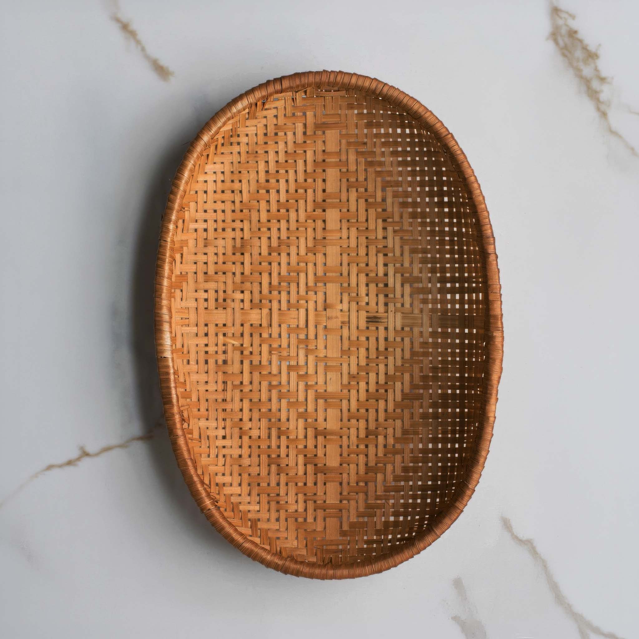 Smoked Bamboo Woven Basket Tray