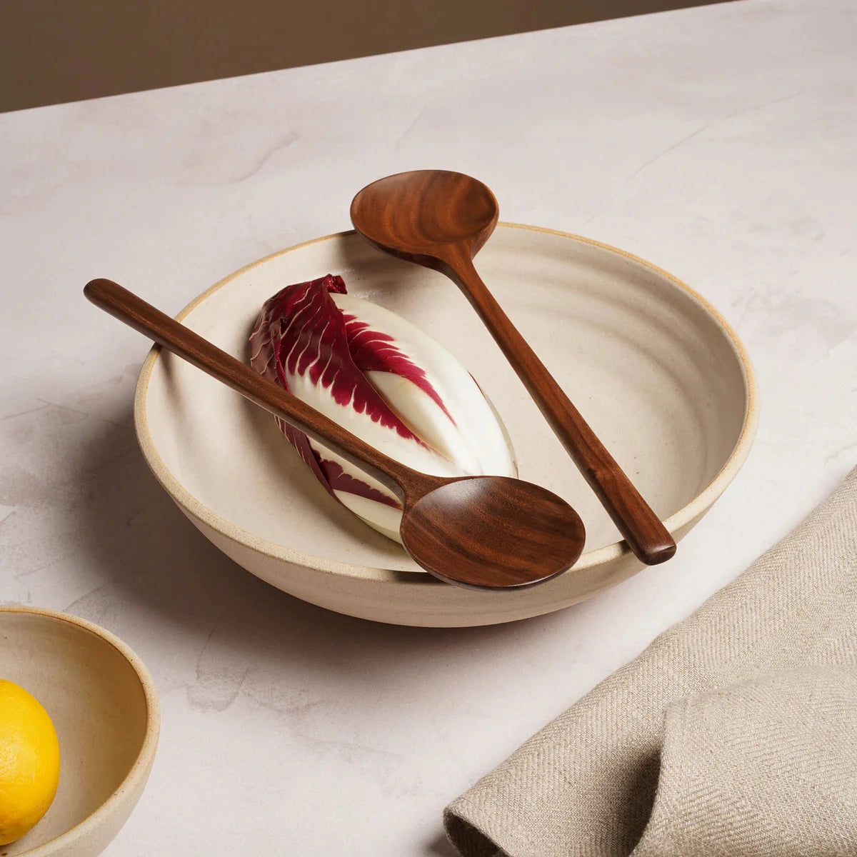 12" Walnut Wooden Round Spoon