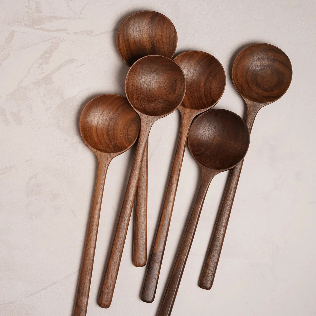 12" Walnut Wooden Round Spoon