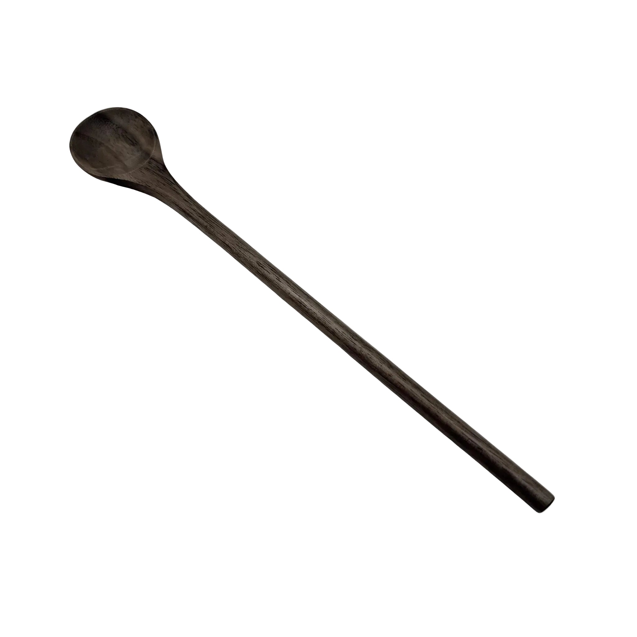 8in walnut stirring spoon on a white background