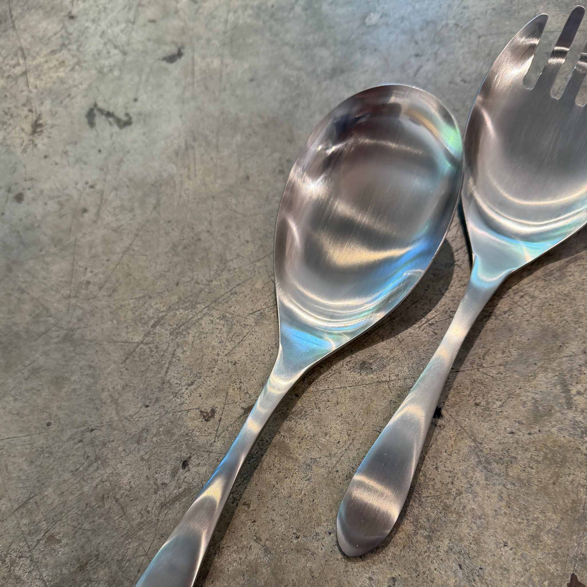 Sori Yanagi Stainless Steel Serving Spoon + Fork