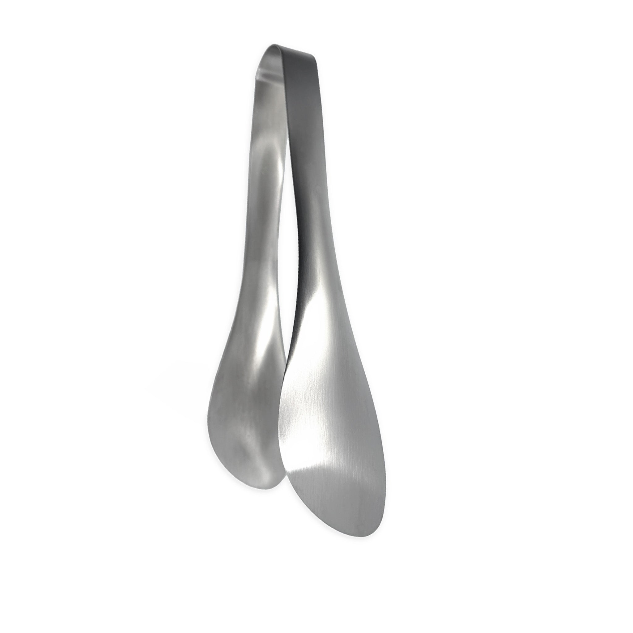 Metallic Sori Yanagi tongs on a white background.