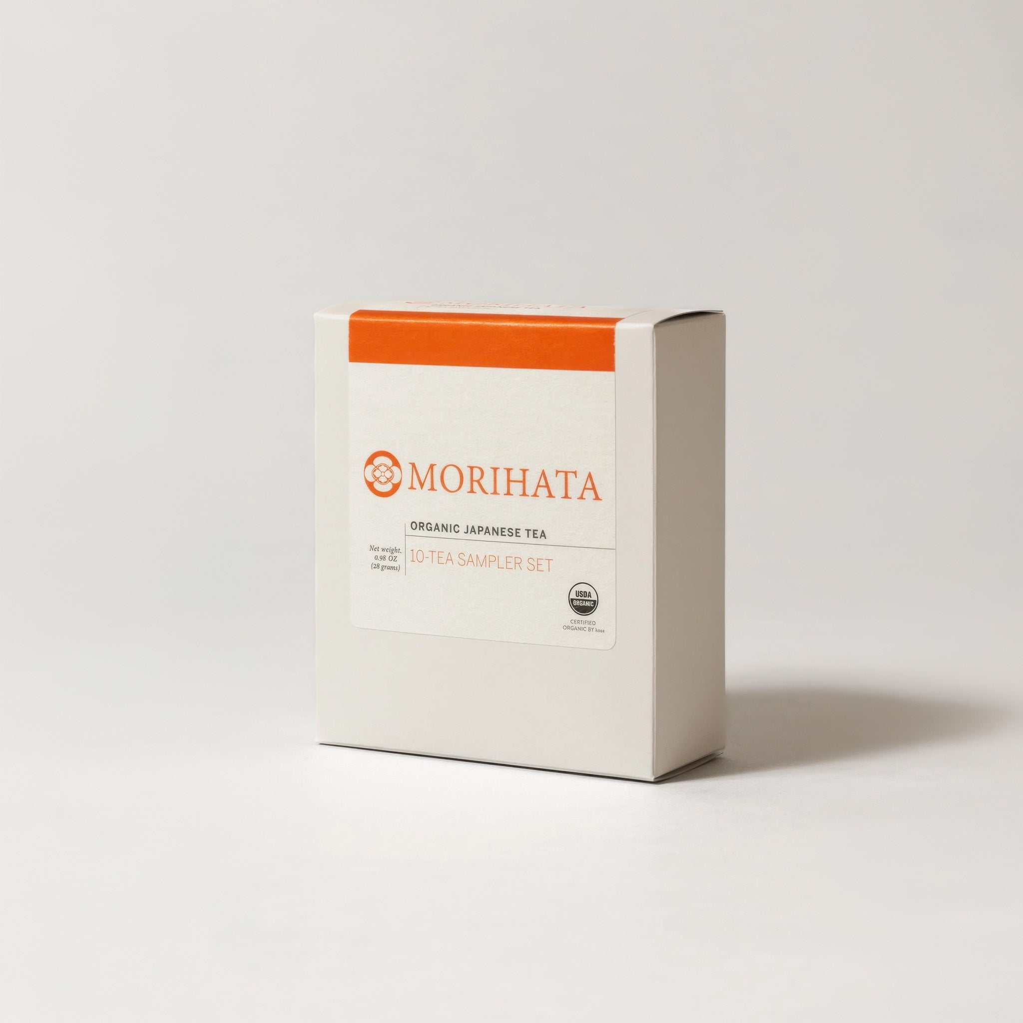 Morihata's organic japanese 10-tea sampler box on a white background