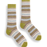 image of lisa b socks mens stripe wool cashmere crewsocks green apple color