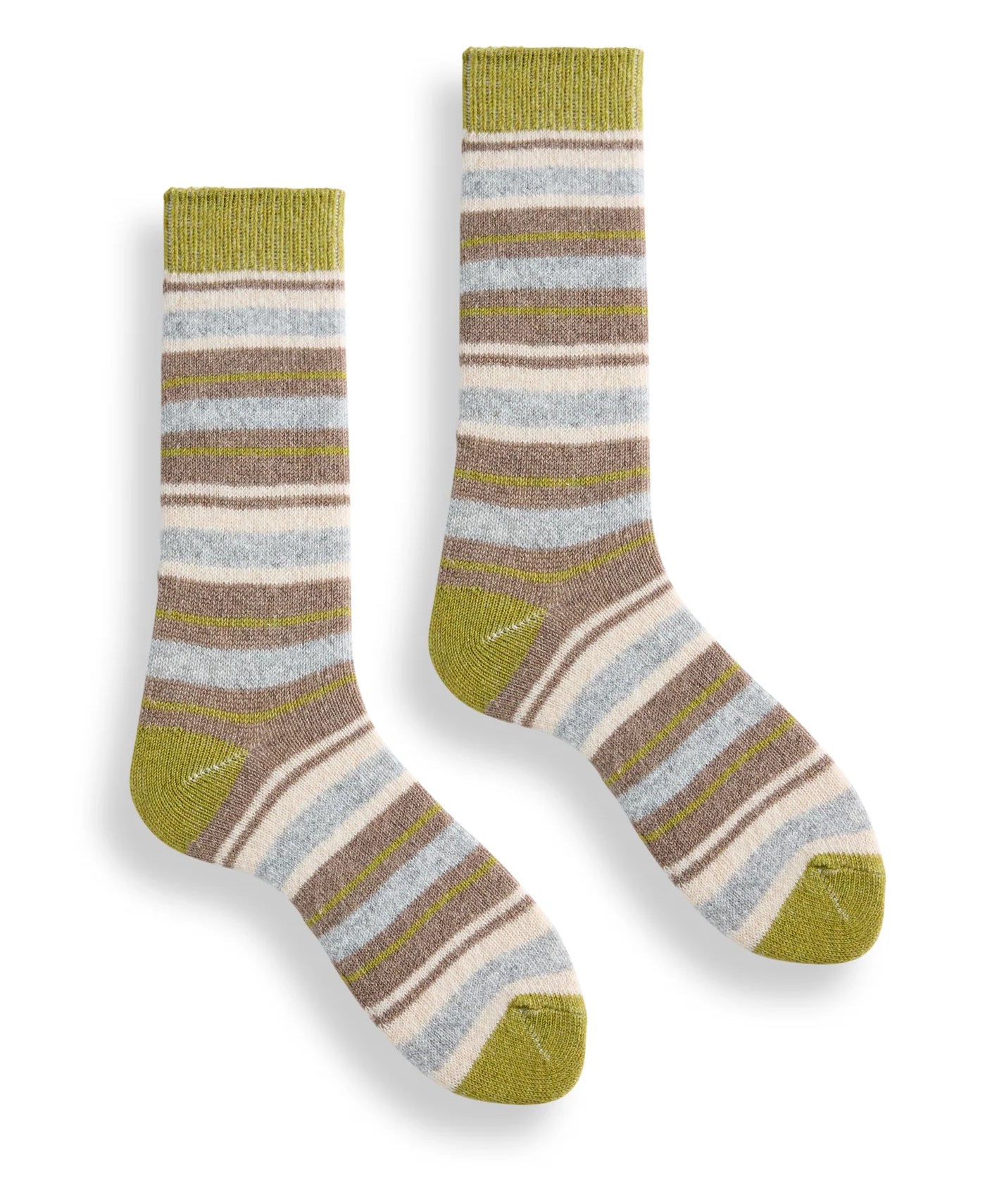 image of lisa b socks mens stripe wool cashmere crewsocks green apple color