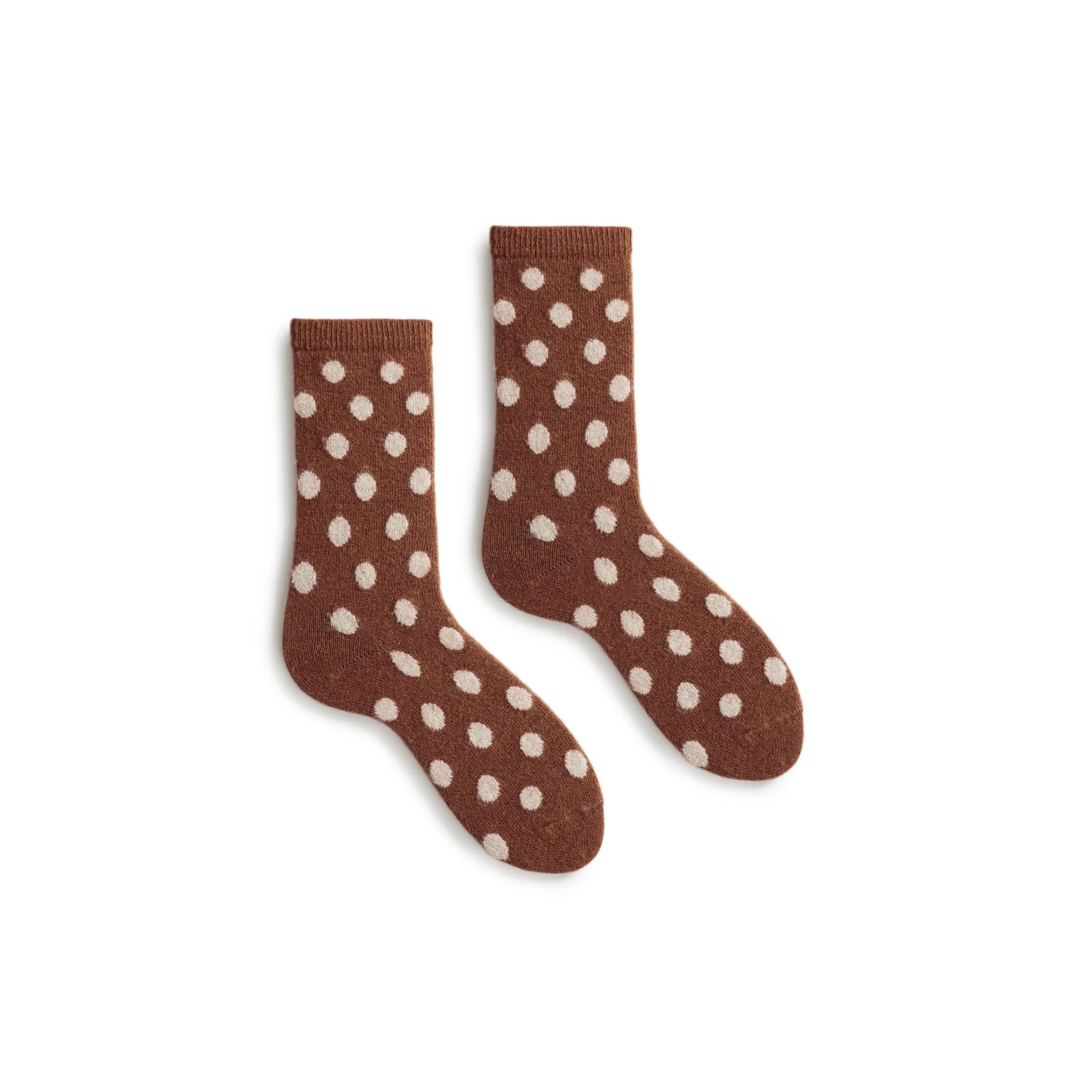 image of lisa b socks womens dot wool cashmere crewsocks acorn color