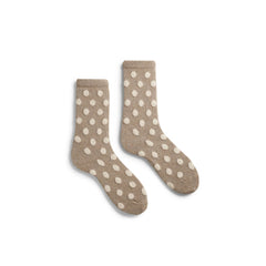 image of lisa b socks womens dot wool cashmere crewsocks mushroom color