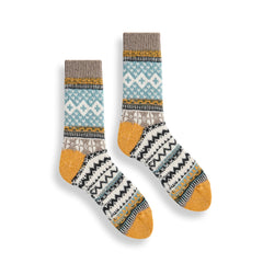 image of lisa b socks womens new fair isle wool cashmere crewsocks squash design