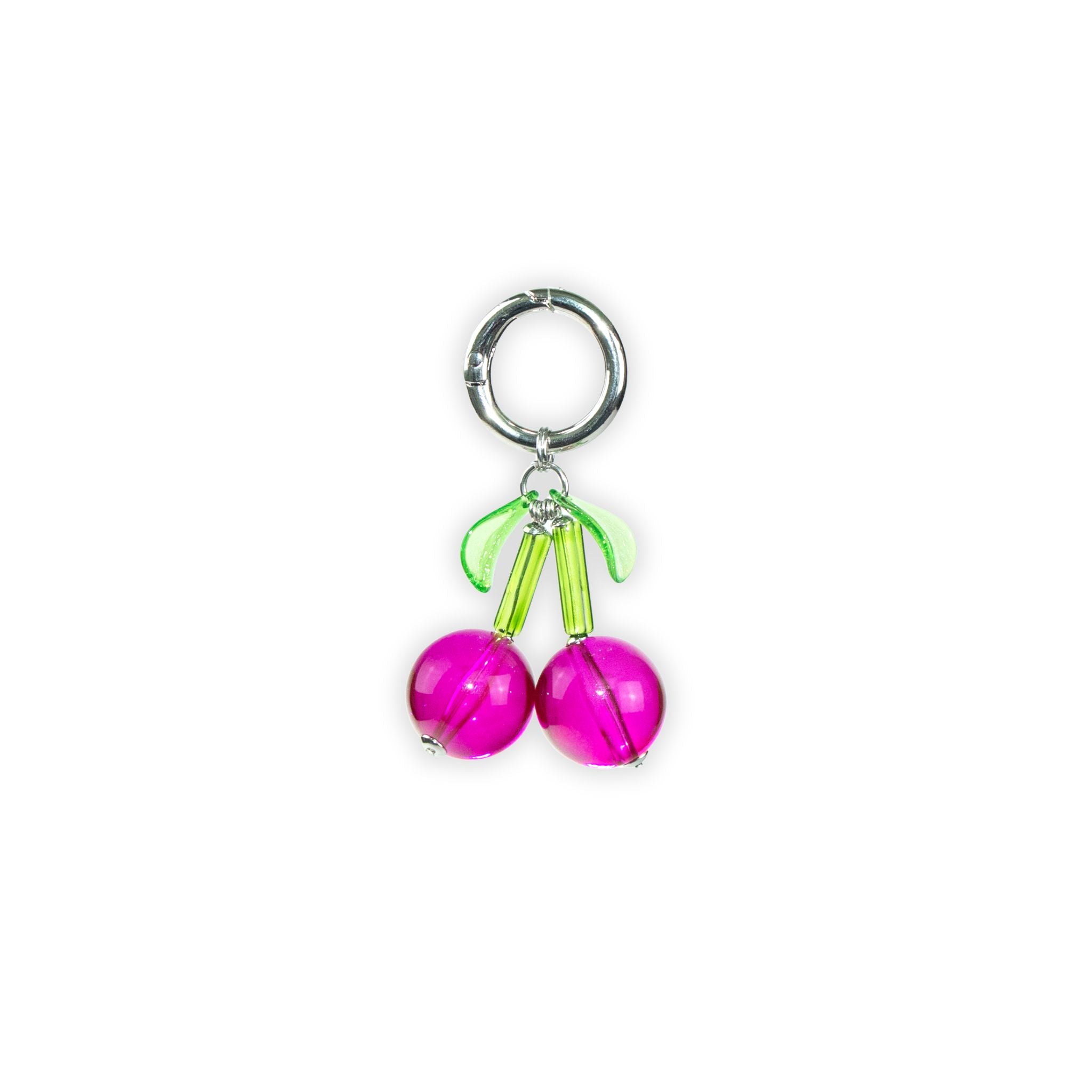 Keychain with pink cherries on a white background