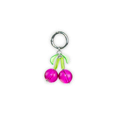 Keychain with pink cherries on a white background