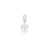 Silver charm with a round clear ball design on a white background