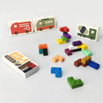 image of living refinery goober pocket crayons shaped like building blocks spread out