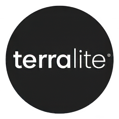 Terralite logo on a black circle