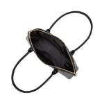 Top inside view of the Dakota recycled vegan shoulder bag in black 