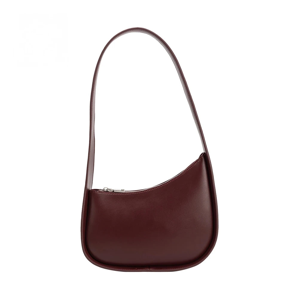 Front full view of the Willow recycled vegan shoulder bag in plum