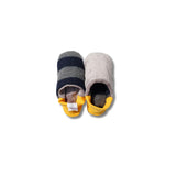 image of merippa slippers Flannel stripes and Fur design one slipper reversed