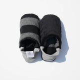 image of merippa slippers Flannel stripes and Fur design one slipper reversed