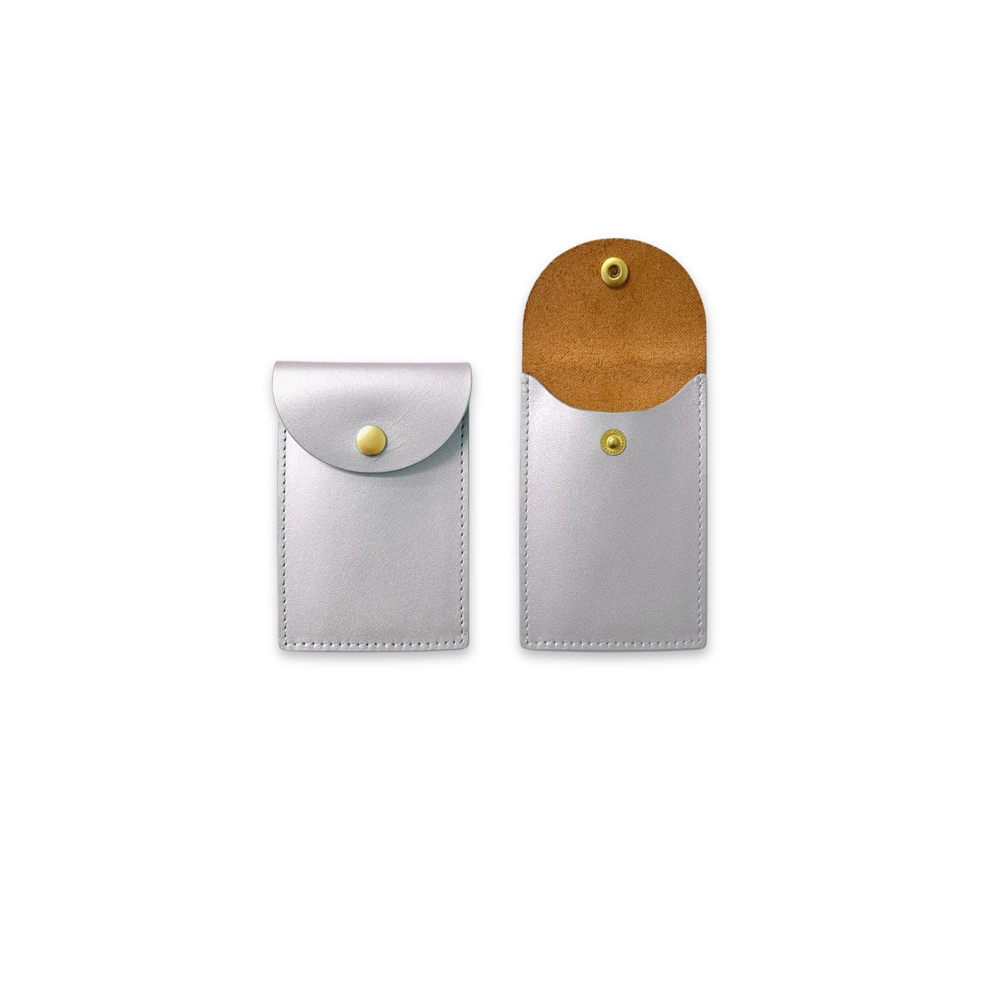 Minor History's The Biggie Credit Card case two side by side one open both in color sterling