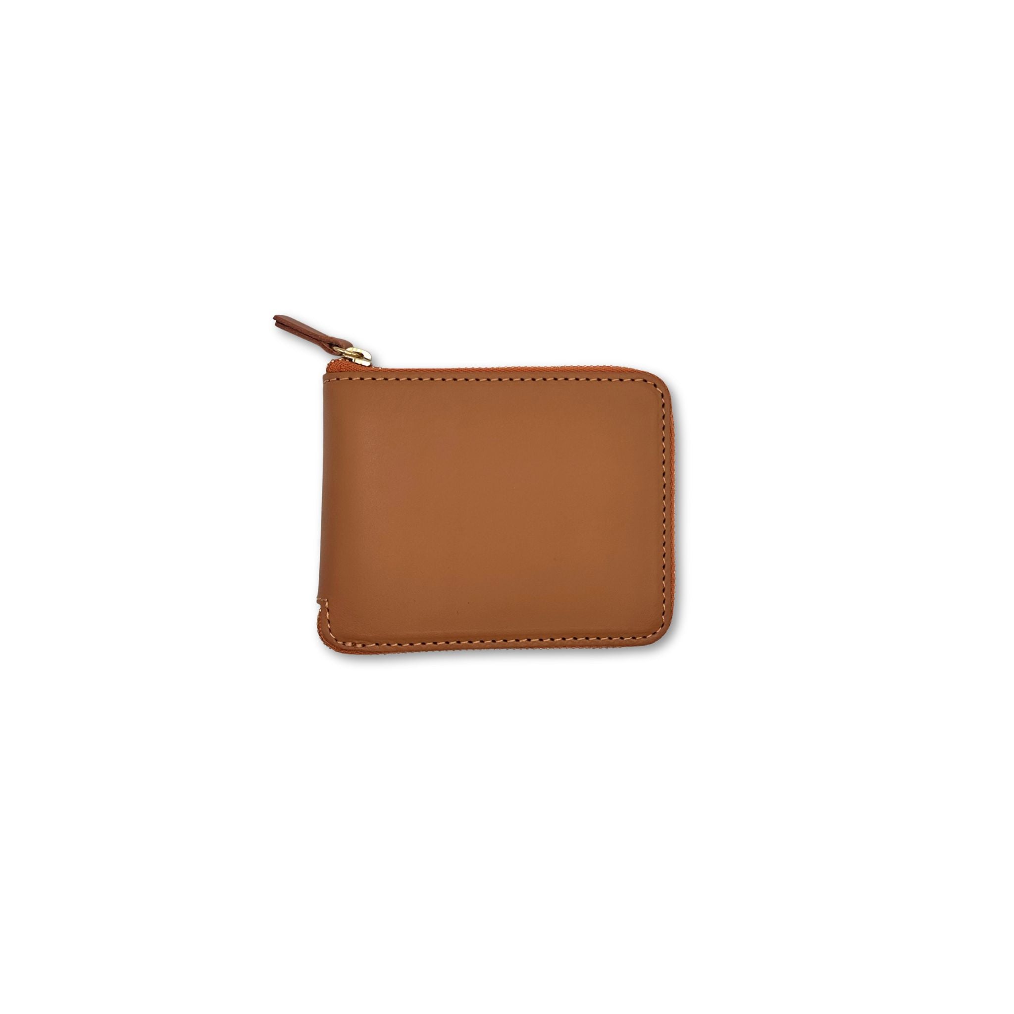 Front view of Minor History's coupe wallet in saddle