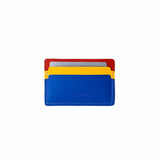 Back view of MoMA recycled card holder open color red, blue, yellow  