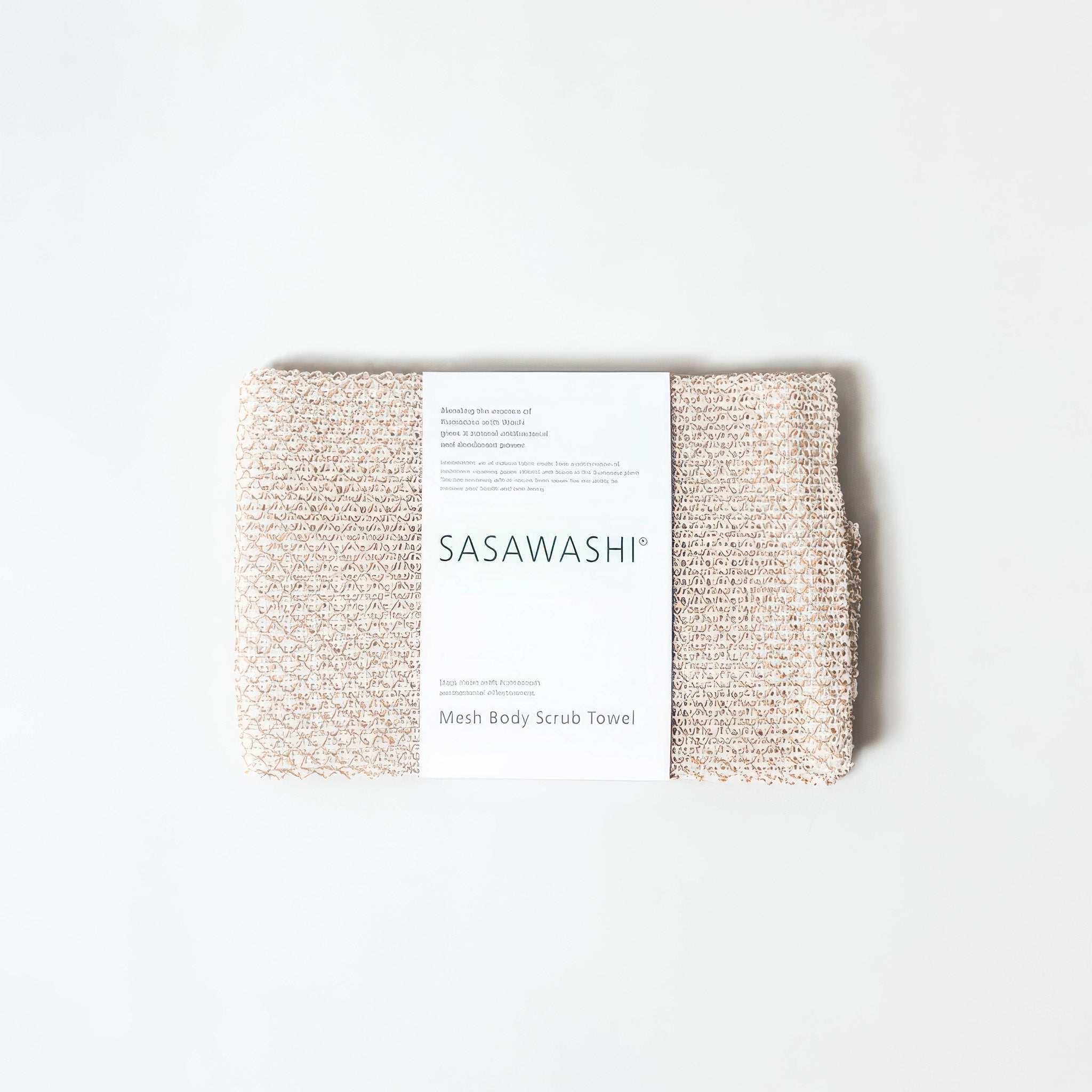 image of morihahta sasawashi mesh body scrub towel in packaging