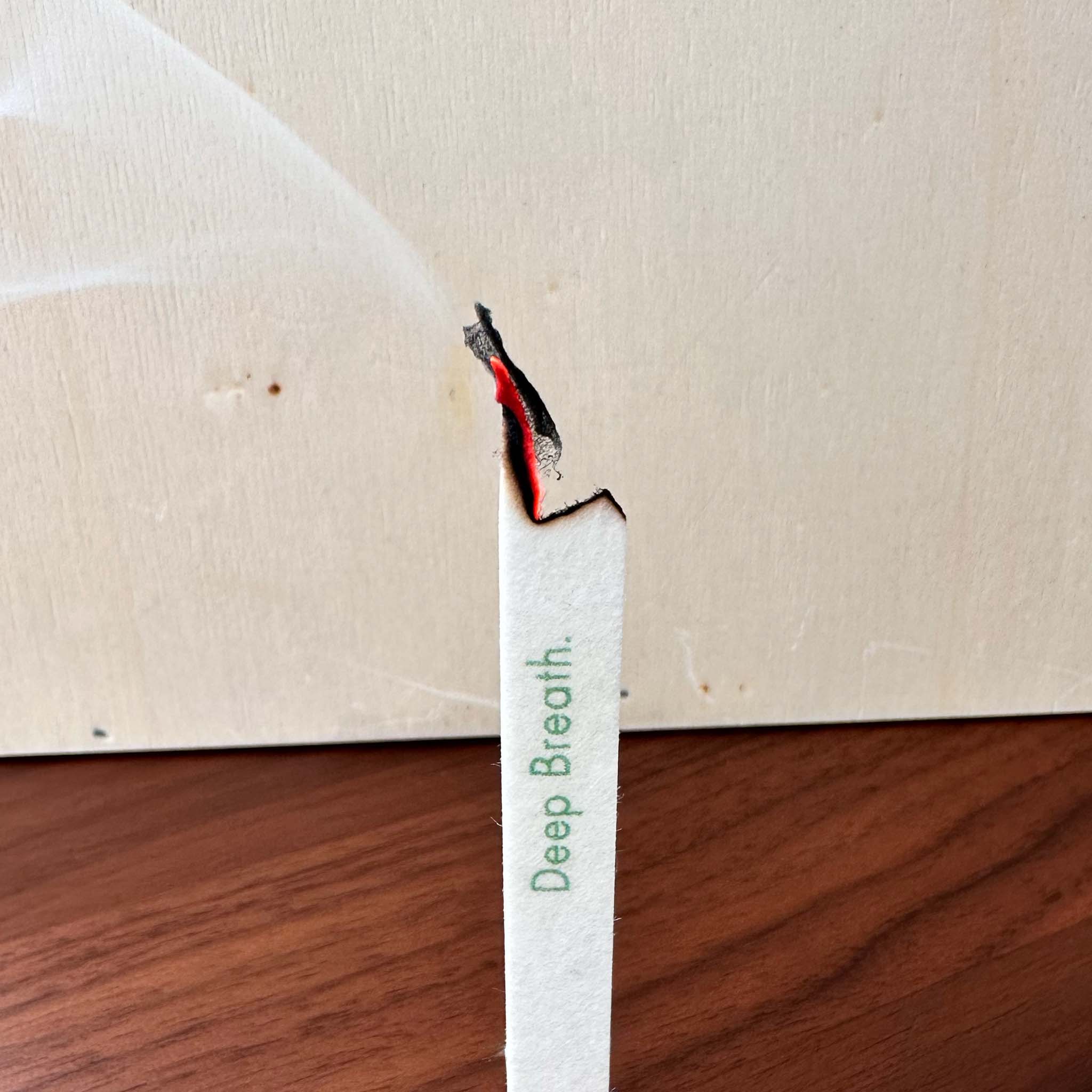 Close up of Morihata's washi paper incense strips Deep Citrus burning