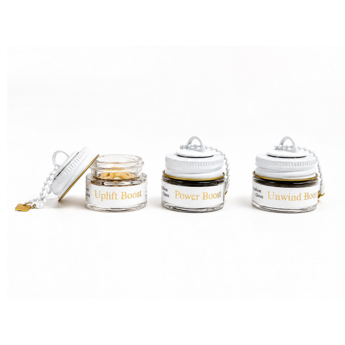 Madison + Green Everyday Essentials Kit containing three mini aromatherapy inhalers on a white background
