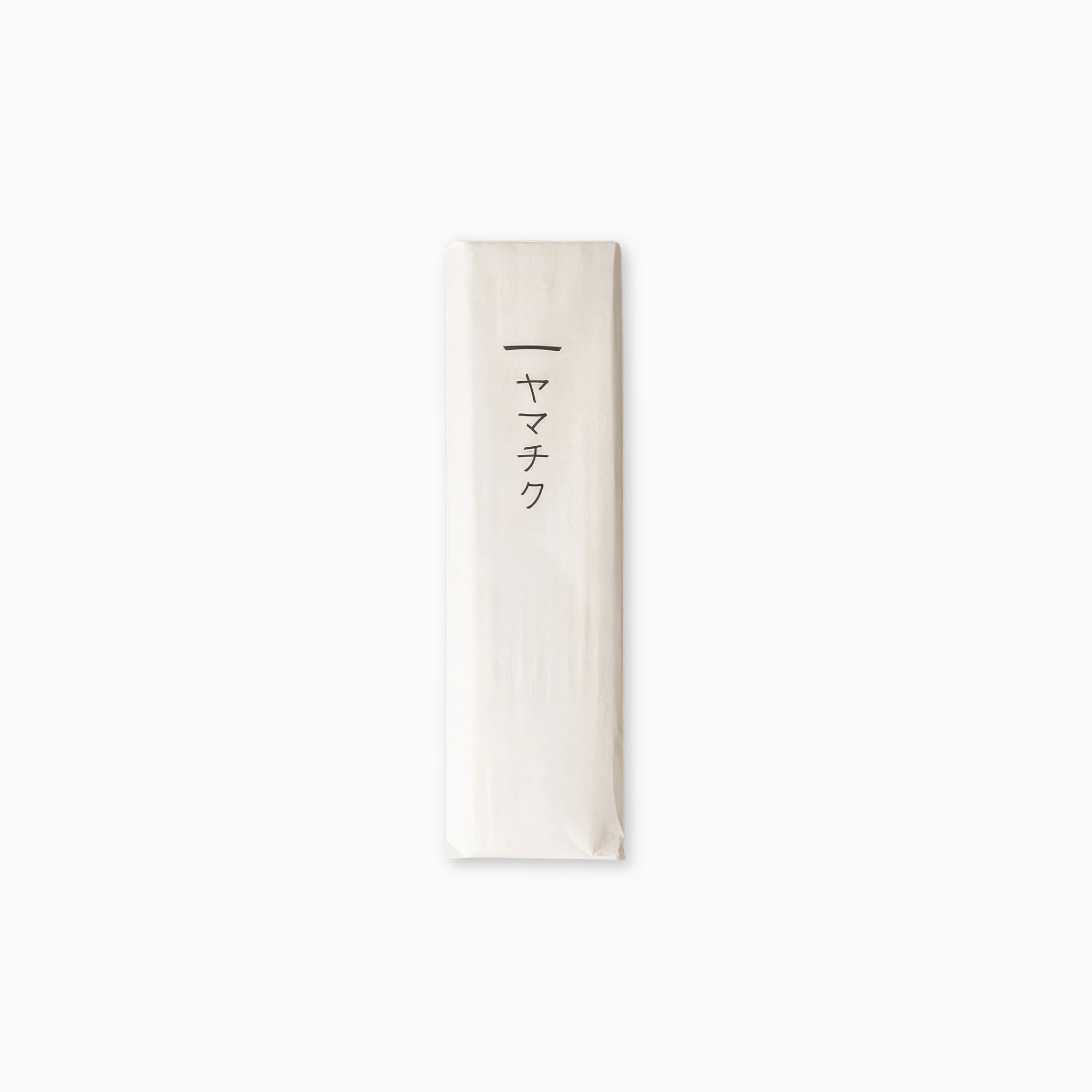 Image of Morihata's sus round bamboo chopstick wrapped in their white paper with Japanese lettering
