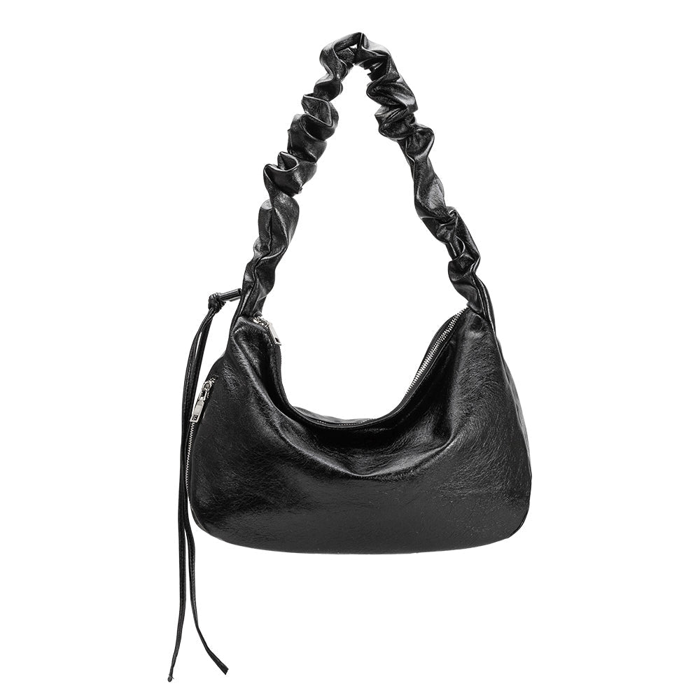 Full rear view of Melie Bianco's Reign Shoulder Bag in black