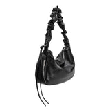 Angled view of Melie Bianco's Reign Shoulder Bag in black