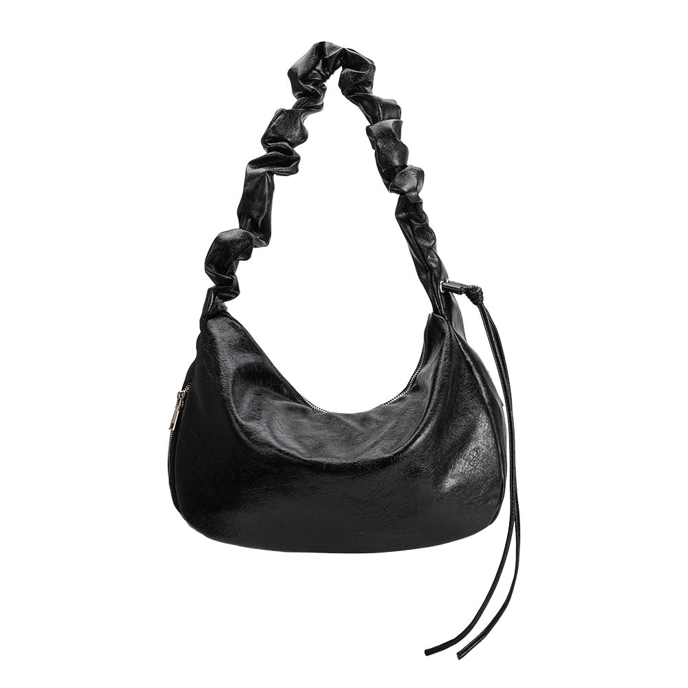 Full front view of Melie Bianco's Reign Shoulder Bag in black