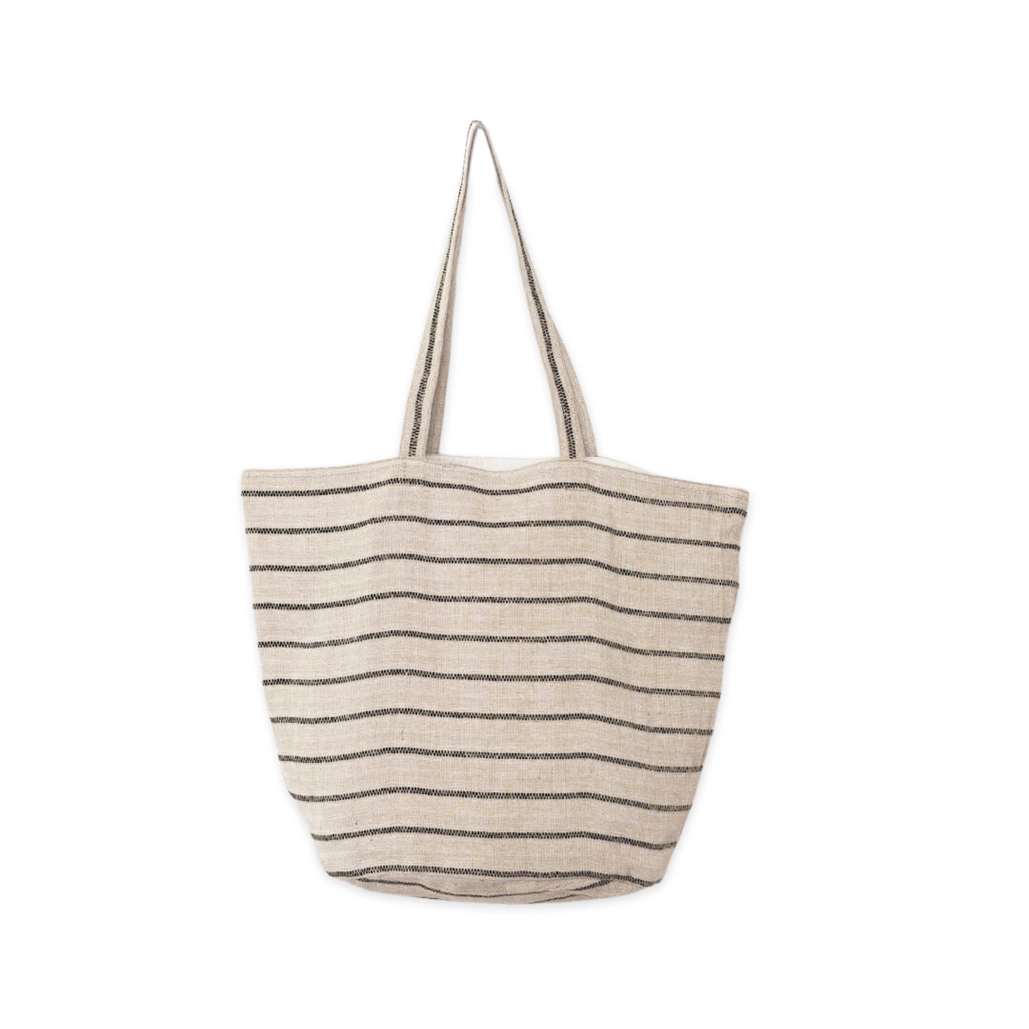 Full front image of the Shoulder Bag, Jute / Chloe Natural Black Stripe by Will & Atlas