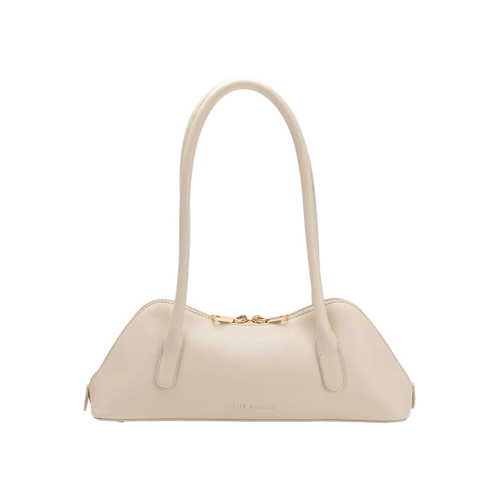 Front full view of the Dakota recycled vegan shoulder bag in ivory