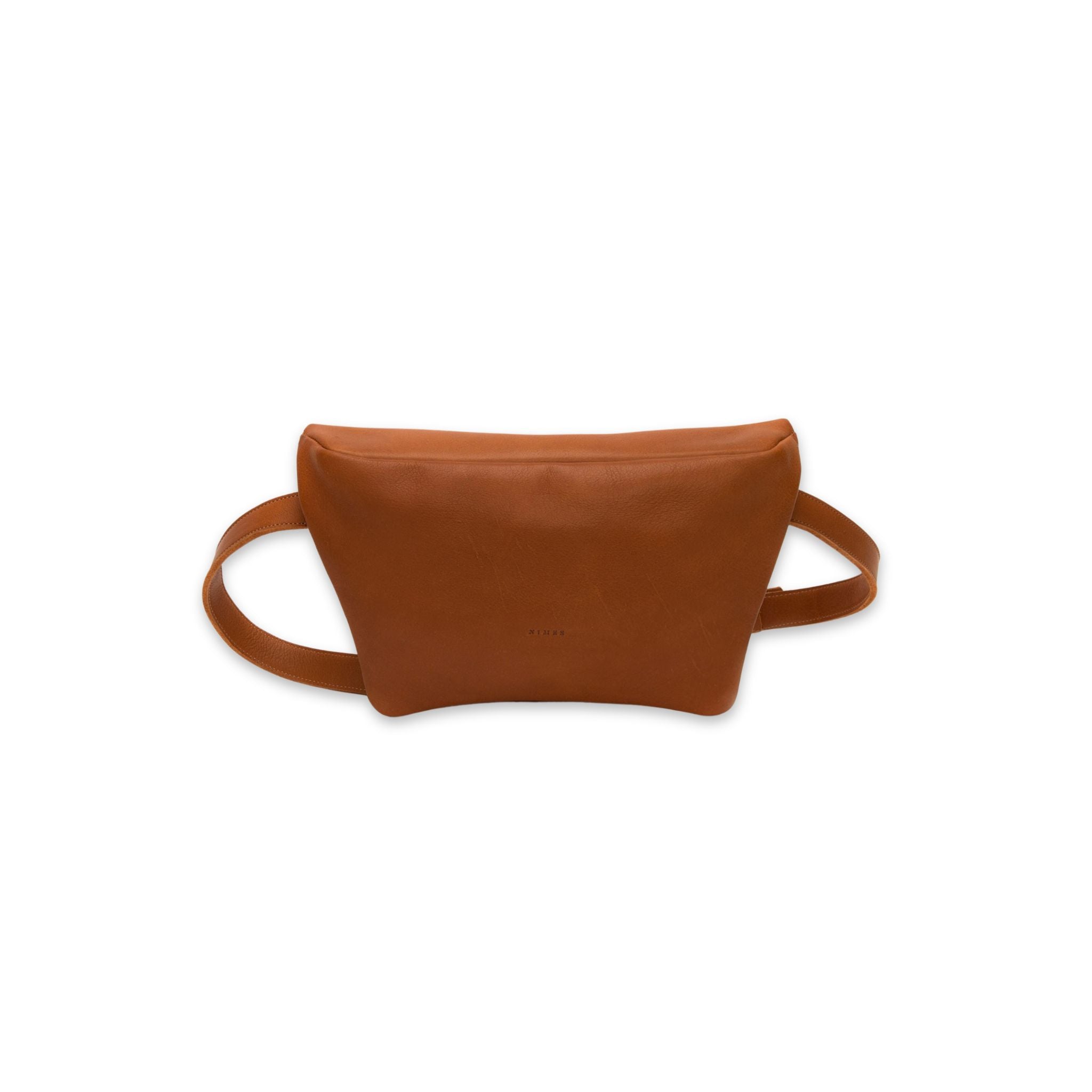 Front image of nimes conesa fanny pack tobacco color